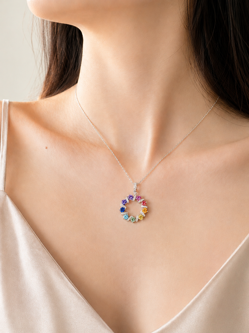 Rainbow Wreath Sapphire Pendant