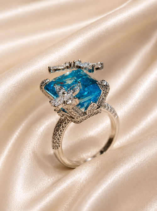 Azure Butterfly Aquamarine Ring