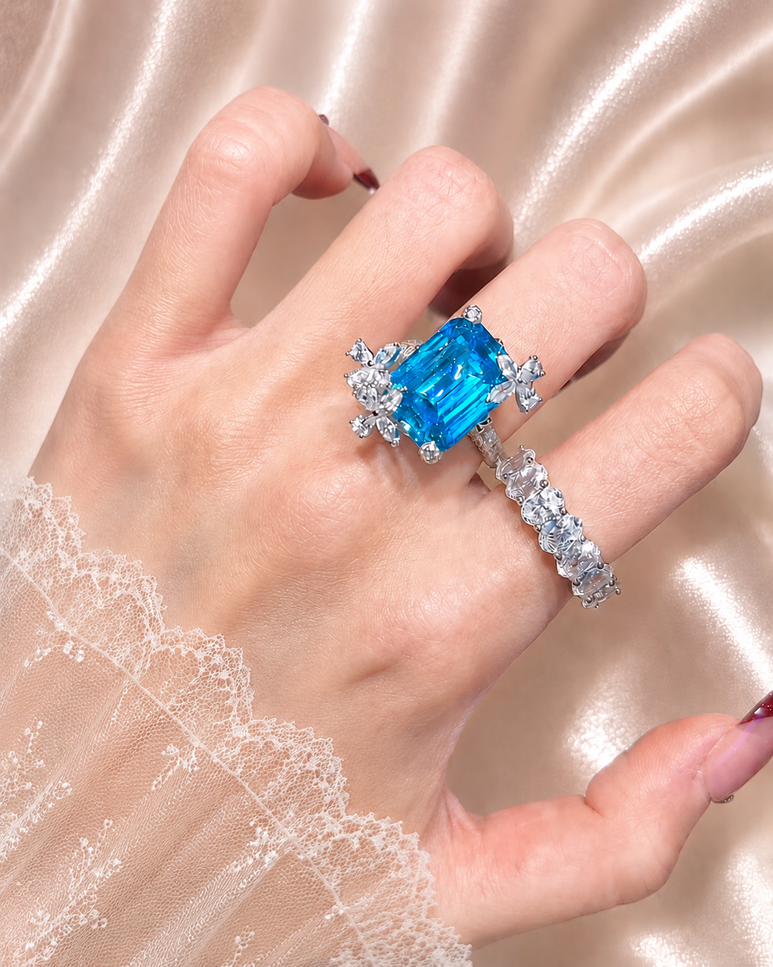 Azure Butterfly Aquamarine Ring
