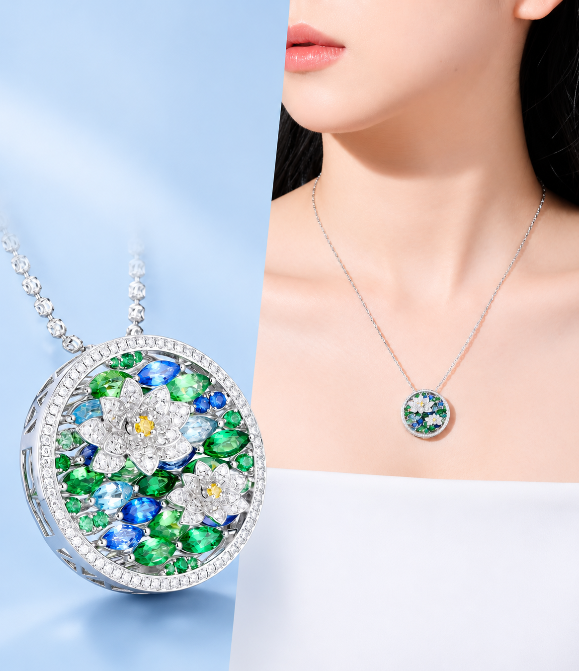 Monet Garden Bloom Medallion Pendant
